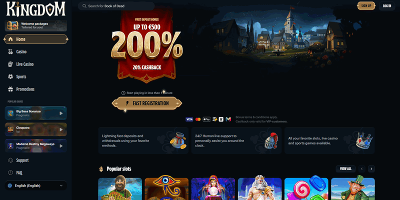Kingdom Casino website screenshot